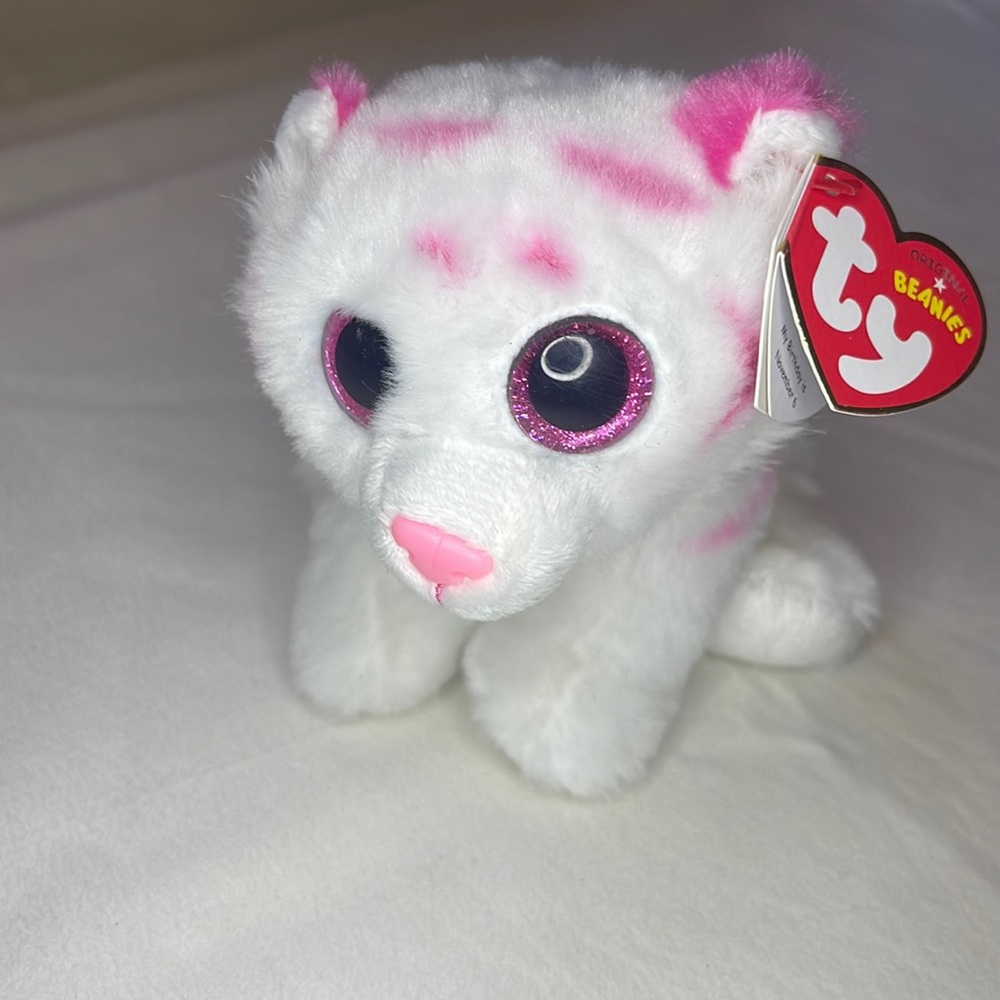 Ty Beanie Baby Tabor the Pink & White plush Tiger 6”stuffed animal-collectables